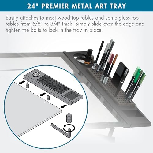 SD STUDIO DESIGNS Modern Premier Metal Tray for Art/Craft Table, 24 Inch, Black