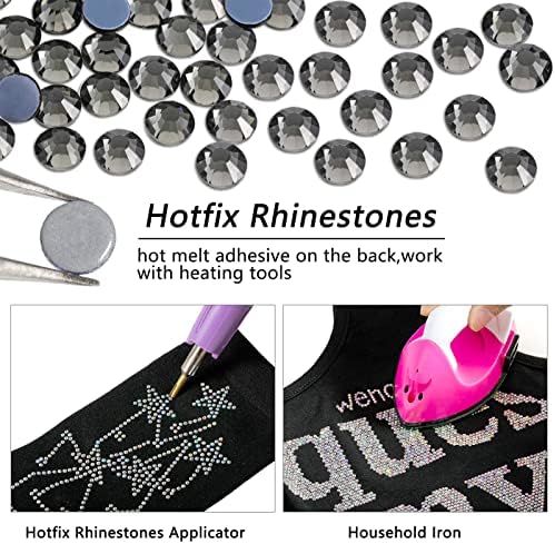 Beadsland Hotfix Rhinestones Bulk, Black Diamond, SS6, 14400pcs