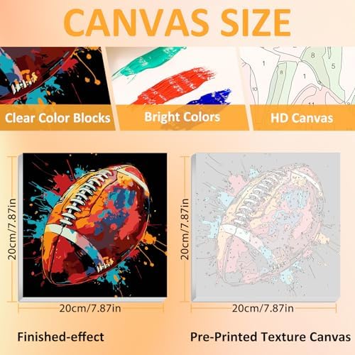 Mandun Football Paint by Numbers Kit for Kids, 8x8 inch