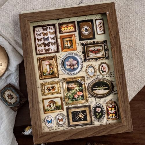 111 Pcs 3D Vintage Museum Frame Stickers, 4 Packs Cardstock Kit