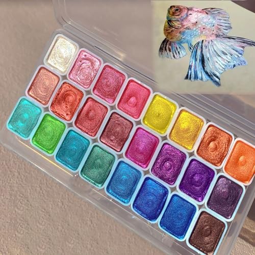 Forestry Shifting Watercolor Painting Set，24 Colors Watercolor Painting Set，Metallic Watercolors，Glitter Watercolor Paint For Children Adults Art Paint (Sunset 24 colors 1ml（1* Pen）)
