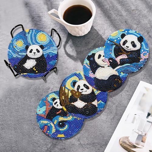 Leatrice 8 Pcs Diamond Art Coasters Small Diamond Painting Kits for Adults