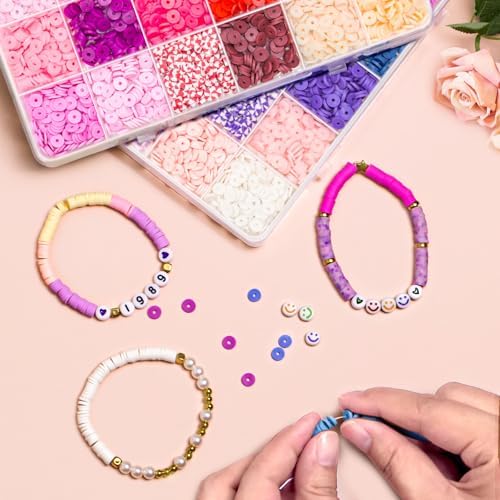 LEUCHTAMOR 15000PCS Clay Beads 96 Colors Friendship Bracelet Making Kit 4 Boxes Polymer Clay Beads Disc Clay Beads with Charms for Jewelry Making,Crafts Gifts