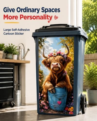 Creative Trash Can Sticker with Colourful Cartoon Waterproof Self-Adhesive
