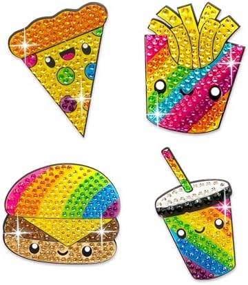 StickerBeans® Rhinestone Stickers - Rainbow Foodie Sticker Pack, 2” x 2” Each, Unique Sparkly Cut-to-Shape for Collecting, Trading, Decorating Laptops, Phone Cases, Scrapbooks