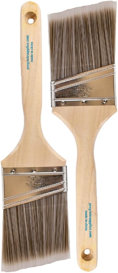 Pro Grade Paint Brushes, 3 Inch Angled Paint Brush, Trim & Stain, 2 Pack