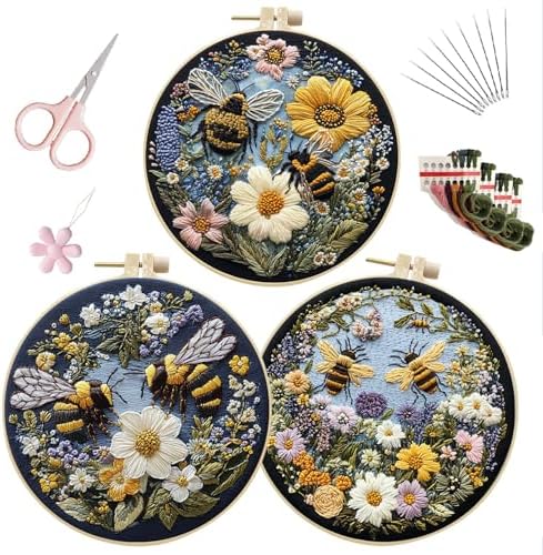 LB Yellow Floral Embroidery Kit for Beginners Adults
