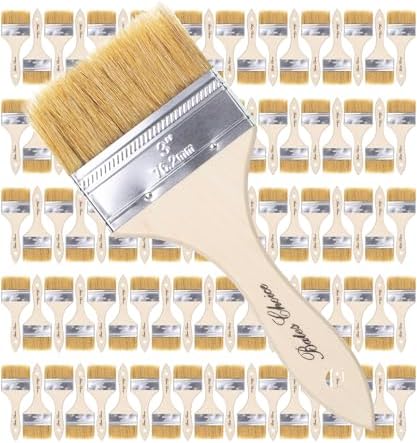 Bates- Chip Paint Brushes for Painting, 3 Inch, 96 Pack, Wood Handle, Natural Bristle Paint Brush