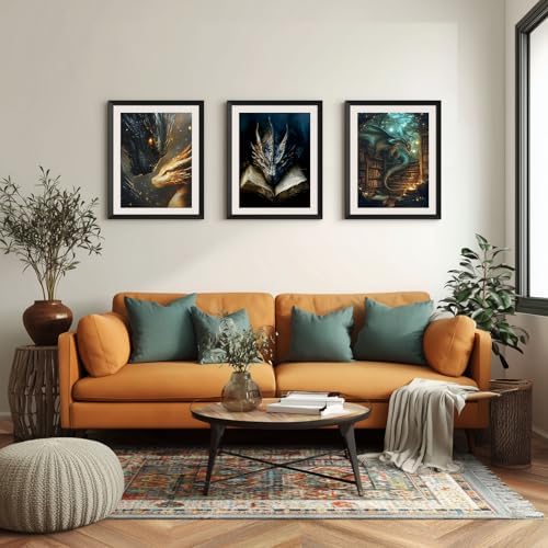 Gemozaic 3 Pack Dragon Diamond Painting Kits for Adults, 12x16 Inch