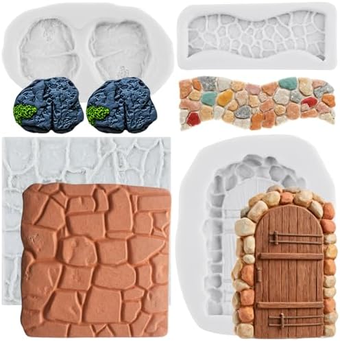 Stone Path Polymer Clay Mold Stone Wall Silicone Molds Set of 4