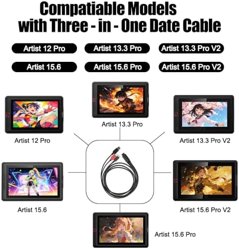 3-in-1 Cable for xppen Drawing Tablet Monitor