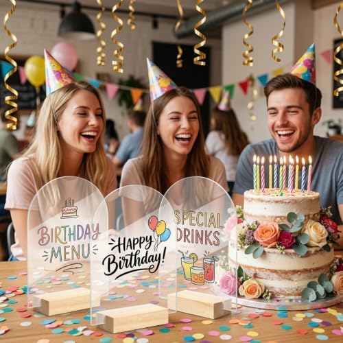 Bercoor 15 Pack 5x7 Inch Blank Clear Arch Acrylic Sign with Wooden Stands, Arched Round Top Acrylic Sheet, DIY Acrylic Arch Table Numbers for DIY Name Card Gifts Event Party Sign Decoration