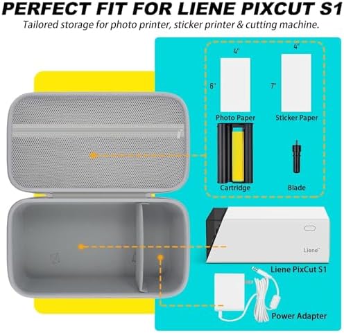 khanka Storage Case for Liene PixCut S1 Printer - Fits Liene PixCut S1 Photo Sticker Printer Die Cutting Machine & Cutting Blade/Ink Cartridge, All - in - One Grey Protector