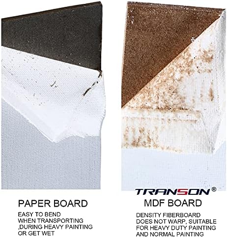 Transon 12 Pack 11x14 Inch Canvas Panel for Painting, with Heavy Duty MDF Backing Boards, 100% Cotton Acid-Free Primed for Beginners Art Crafts