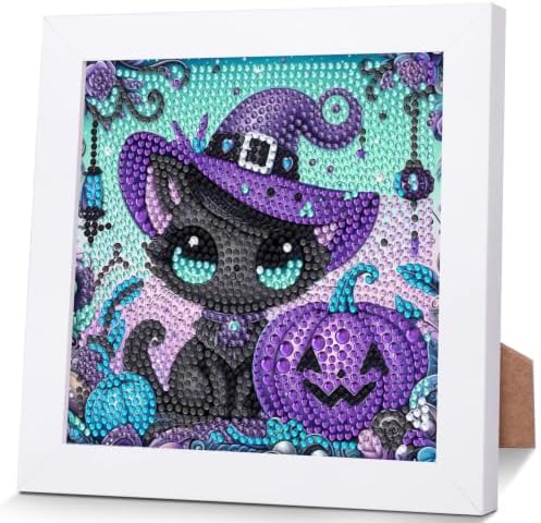Cat Diamond Art Painting Kits for Kids with Frame Ages 4-8-12 (7x7 inch)