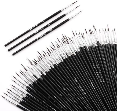 Smallbudi 72 PCS Tiny Detail Paint Brushes, Fine Tip Paint Brush Set 3 Size