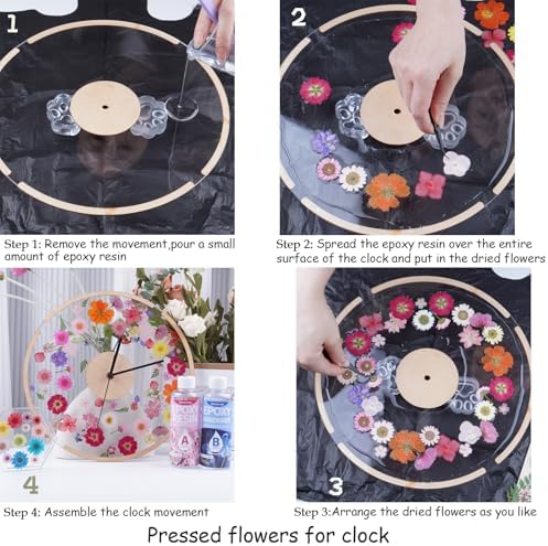 154Pcs Black Dried Pressed Flowers for Crafts,Xinxinran Dry Flowers Kit for Resin Molds,Epoxy Resin Accessories,Bookmark,Nails, Jewelry Molds,Candle Making Supplies,Soap,Frame