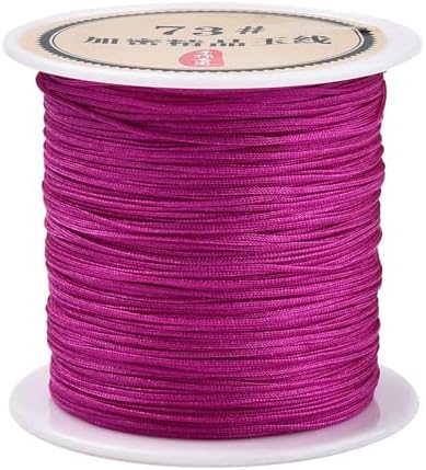 Nylon String for Bracelets, 0.6mm Nylon Cord Nylon Beading Thread 43 Yards Friendship Bracelet String Chinese Knotting Cord for Kumihimo Necklaces Tassels Jewelry Crafts (Camellia)