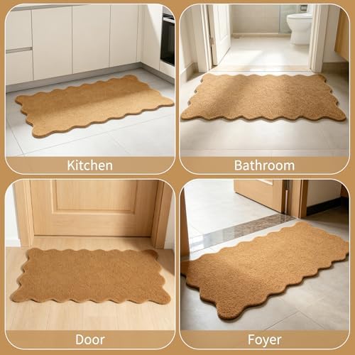 4 Pack Artificial Coir Doormats Scalloped 17 x 30 Inch, Blank Door Mats for Crafting with Non Slip Rubber Backing, Personalized Welcome Mat for DIY Painting, Entryway Porch Indoor Outdoor Door Rugs