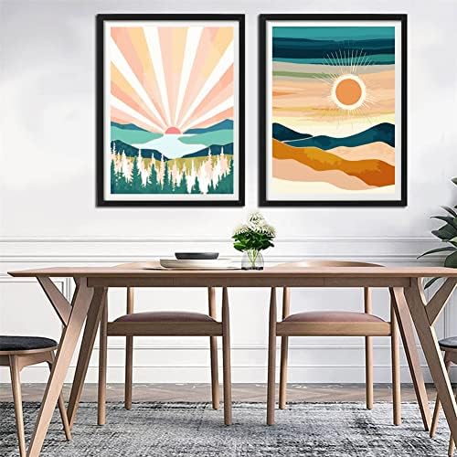 YANXIN Paint by Numbers Kit for Adults Beginners 2 Pack Rolled Paint by Numbers on Canvas for Creative Wall Art Home Decoration with Nice Gift Box 12x16 inch 5758