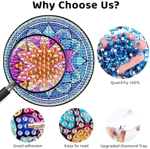 Mandala Diamond Art Coaster Kit with Holder, 8PCS Diamond Painting Coasters