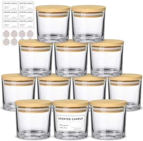 SUPMIND 4oz Clear Glass Candle Jars with Lids, 12pcs Bulk for Candle Making
