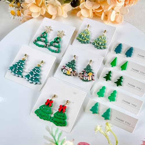 10pcs Christmas Tree Polymer Clay Cutter Sets, Clay Cutters for Clay Jewelry, Clay Cutters for Earrings Square, Polymer Clay Kit for DIY Tools Jewelry Earrings Making