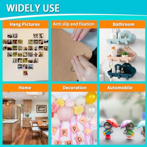 Double Sided Tape for Walls, Picture Hanging Strips Removable Mounting Dots | No Glue Residue Adhesive for Art Craft, Decoration, Balloon, Party Supplies, Multipurpose