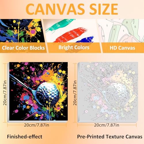 Golf Paint by Numbers Kit for Kids, 8x8 inch