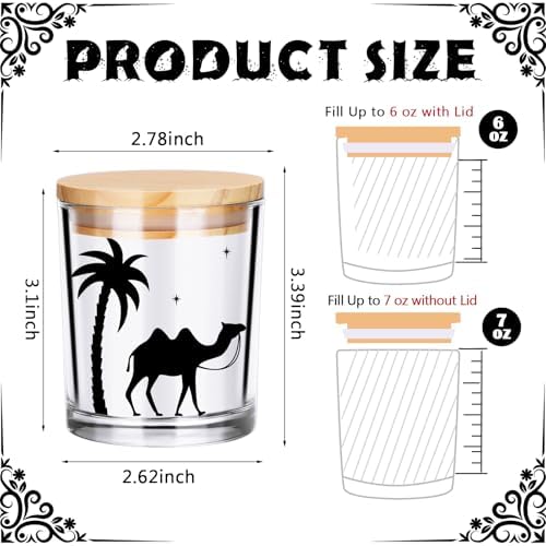 Ziliny 10 Pcs Christmas Glass Candle Jars Empty Containers Bulk 7 oz Glass Jars with Cork Lids Tins for Candle Making Storing Biscuits Tea Party Favors(Nativity)