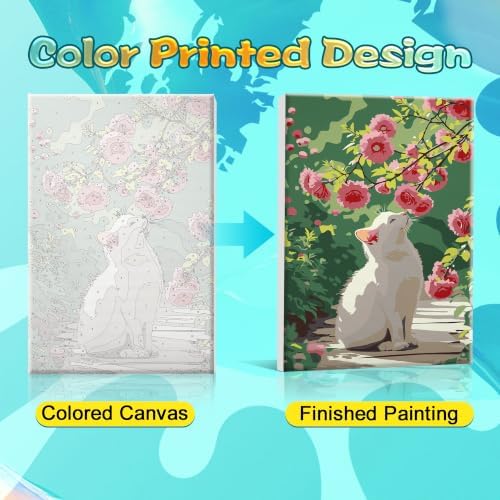 SmartEZ Paint by Numbers Kit for Adults with Frame, Cat Paint by Number