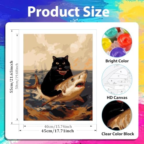 xcemhil Black Cat Paint by Numbers Kit for Adults Beginner, Black Cat Paint by Numbers for Adult, Acrylic Paint by Number Kits Suitable for Home Wall Art Decor Gifts 16x20 Inch