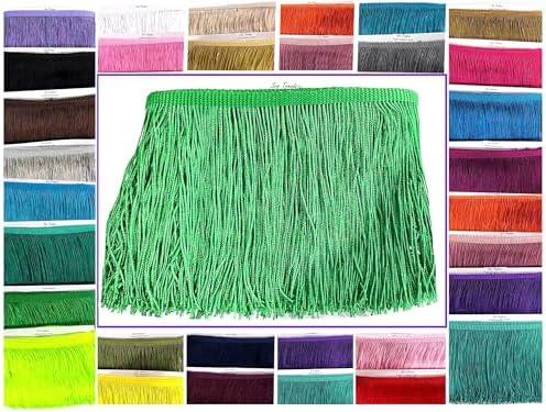 10 Yards of 4" Long Chainette Fringe Thread Yarn Tassel Trim Braid Fringe for Crafts Sewing and Decor-Green