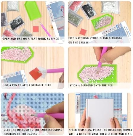 XUNLURY Pastel Nautical Coastal Diamond Art Kits 4 Pcs, Tropical Beach Sunset Flamingo Diamond Painting Kits for Adults Girls Beginners, Full Drill Diamonds Dots for Home Decor, 9.8x11.8 Inch