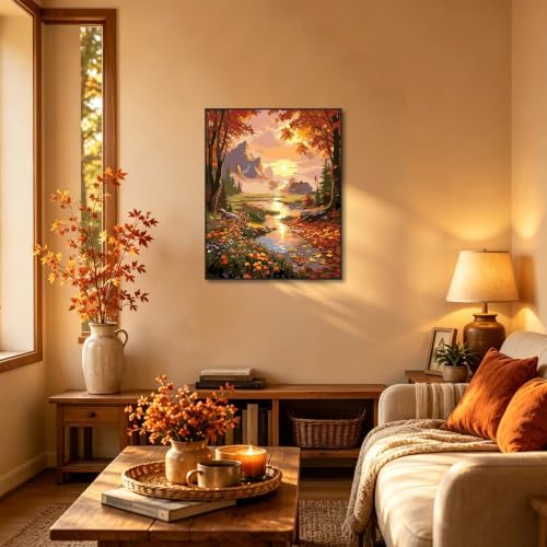 bleihum Landscape Autumn Paint by Numbers Kit for Adults 16x20inch