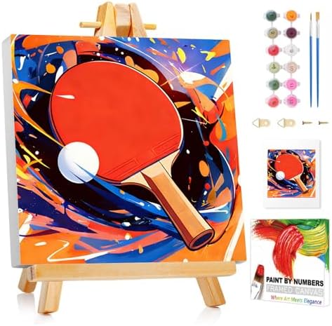 XTCIXAL Paint by Numbers Kit for Kids with Frame, Table, 8X8 inch