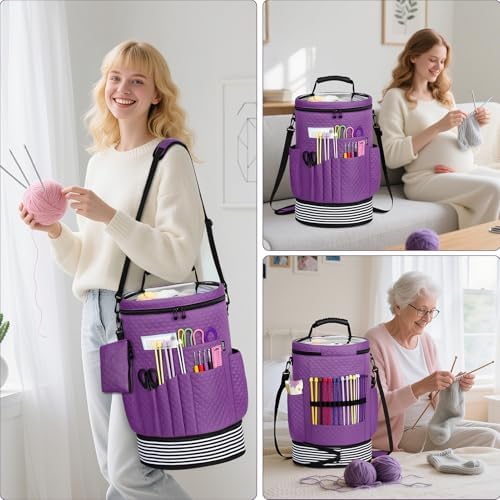 Crochet Yarn Knitting Bag 3PCS Expandable Large Yarn Storage Organizer Bag