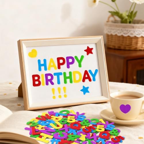 Felt Letters,490 Pcs Felt Stickers 1 Inch Alphabet Number Sticker(Colorful)
