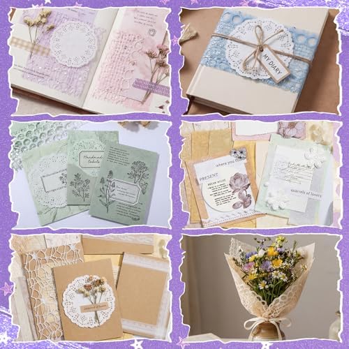 BESARME 140 Pcs Textured Scrapbook Paper & Lace Stickers Set