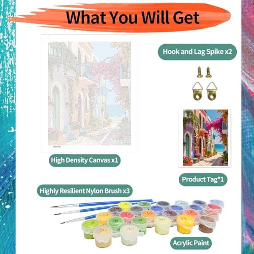 ajepon Landscape Paint by Numbers Kit for Adults - Painting by Number Kits Beautiful Landscape, Seaside Scenery Adults Paint by Numbers Kits on Canvas Without Frame for Home Wall Decor 16X20inch