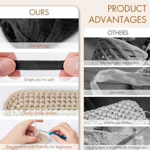 NICEEC 2 Skeins Soft Tape Yarn-Black
