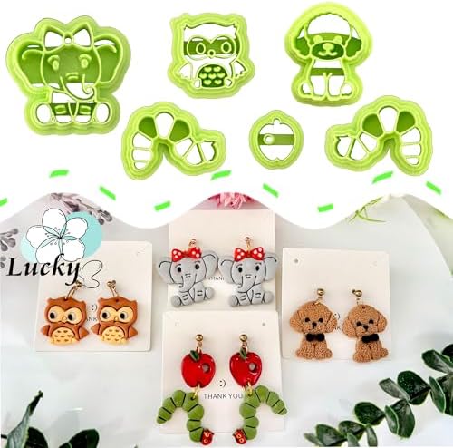6pcs Animal Shape Polymer Clay Cutter Sets, Spring Clay Cutters for Clay Jewelry, Clay Cutters for Earrings Square, Jewelry Earrings Making