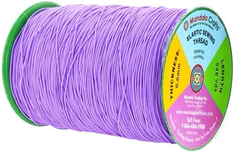 Mandala Crafts 0.6mm Lavender Shirring Elastic Thread for Sewing, 546 Yards