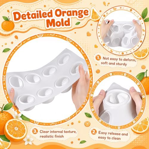 3D Orange Mold, 8 Cavity Citrus Silicone Mold, Fruit Shaped Baking Mold
