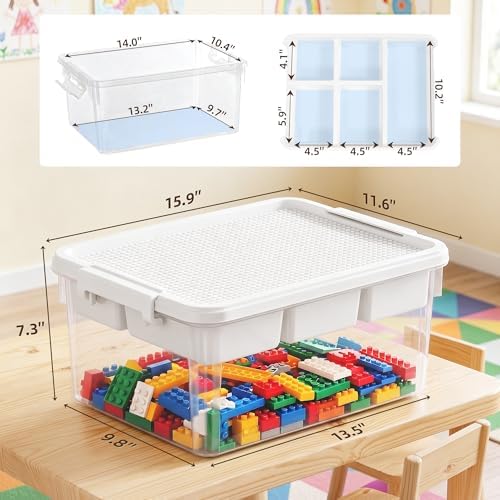Citylife 17 QT Plastic Storage Box Building Baseplate Lid Removable Tray