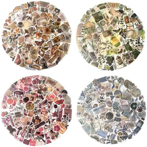 Maxleaf 400PCS Vintage Washi Sticker Set for Scrapbooking Journaling | Floral Retro Nostalgic Ephemera Stickers for DIY Crafts Planner Diary Album Handmade Work Journal Envelope Gift Wrapping