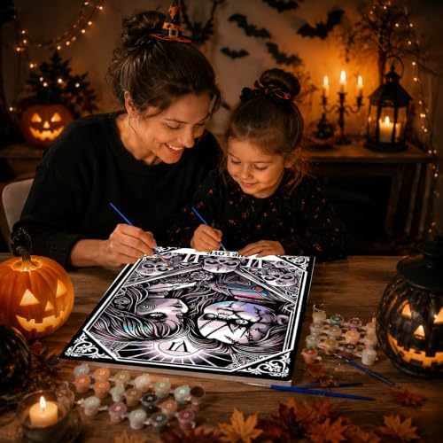 Horror Paint by Numbers Kit for Adults Beginner with Framed 10x12 Inch