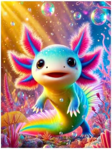 Axolotl Diamond Art Kits for Adults, Diamond Painting Kits 12x16 inch | Diamond Painting Kits for Adults Beginners, Gem Art, 5D Full Drill, DIY Arts and Crafts for Gift Home or Decor