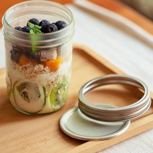 Miuyhji 16 oz Wide Mouth Glass Mason Jars with Lids, 6 Pack for Canning