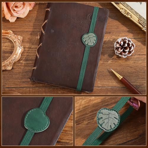 2PCS Vintage Elastic Leather Bookmark for Women, Elastic Bands Leather Book Marks, PU Bookmarks Planner Accessories, for Book Lover, Reader, Hardcover Journals, Notebooks, Planners, Binders